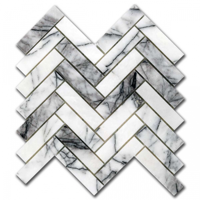 Lilac 2,5x10 Herringbone Marble Mosaic