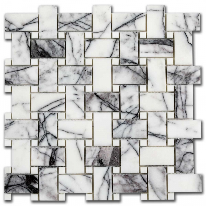 Lilac 2x4 Basketweave Marble Mosaic